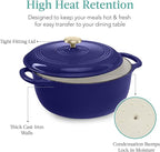 Best Choice Products 7.5 Quart Enamel Cast-Iron Round Dutch Oven, Family Style Heavy-Duty Pre-Seasoned Cookware for Home, Kitchen, Dining Room, Oven Safe w/Lid, Dual Handles - Sapphire Blue