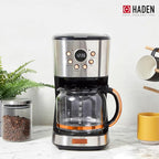 Haden Heritage 4 Slice Wide Slot Stainless Steel Toaster Bundled with 12 Cup Programmable Drip Coffee Maker Coffee Machine, Steel & Copper