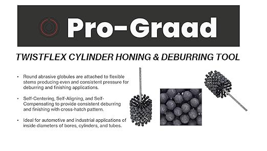 TwistFlex 1-1/2" 180SC Cylinder Hone | 1.5" (38mm) Flexible Cylinder Honing & Deburring Tool | Bore Brush for Hole Diameters 1.37 - 1.5" | Silicon Carbide 180 Grit | 1/4" Shank | 8" Length