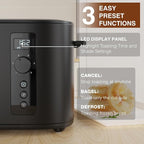 Toaster 4 Slice Long Extra Wide Slot 1.5" with Countdown Timer, 6 Browning Settings, Built-in Warming Rack, Bagel/Cancel/Defrost Functions, Removable Crumb Tray-Matteblack