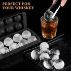 Whiskey Ice Cubes Mold,2 x 8 PCS x 1.8 inch Whiskey Ice Cubes,Circle Ice Cube Tray with Lid and Bin,Sphere Ice Ball Maker Mold,Round Ice Cube Mold for Cocktails(Whiskey Ice Cubes Mold,Black)