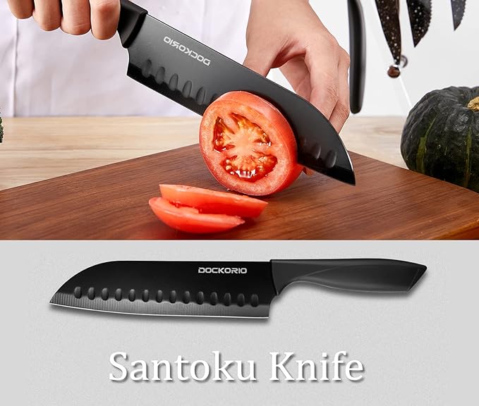 Kitchen Knife Set with Block, 19 PCS High Carbon Stainless Steel Sharp includes Serrated Steak Knives Set, Chef Knives, Bread Knife, Scissor, Sharpener, all in one