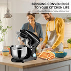 Seedeem 6.5QT Stand Mixer, 660W Tilt-Head Kitchen Electric Mixer with 6 Speeds, Dough Hook, Beater & Whisk, Dishwasher Safe Attachments, Black