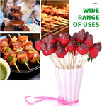 [200 PCS] 10 inch Bamboo Skewers, Premium Wooden Skewers Without Splinters, Skewers for Grilling, BBQ, Appetizer, Fruit Kabobs, Chocolate Fountain, Cocktail Toothpicks, and Food Skewer Sticks.