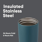 Owala SmoothSip Slider Insulated Stainless Steel Coffee Tumbler, Reusable Iced Coffee Cup, Hot Coffee Travel Mug, BPA Free 20 oz, Grey/Blue (High Dive)