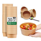 80 Pcs 30 Oz Large Paper Bowls【WITHOUT LIDS】 Disposable Soup Bowls Bulk Plastic Free Party Supplies for Hot/Cold Food, Soup (30 OZ)
