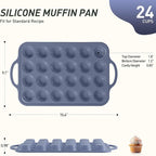 24 Cups Silicone Muffin Pan with Metal Reinforced Frame Mini Size Cupcake Tray Egg Mold Kitchen Stuff Accessories New Home Essential First Department Must Haves Gadget Thing Housewarming Hostess Gift