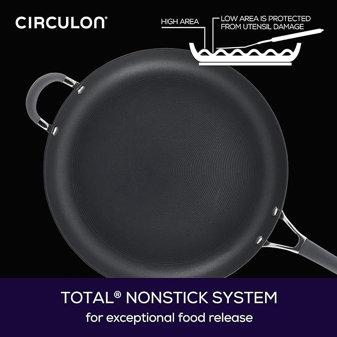 Circulon - 83906 Circulon Radiance Hard Anodized Nonstick Frying Pan / Fry Pan / Hard Anodized Skillet with Helper Handle - 14 Inch, Gray