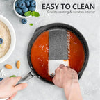 MICHELANGELO 3 Quart Saucepan with Lid, Hard Anodized Nonstick Sauce Pan with Strainer Lid & Pour Spouts for Easy Pour, Granite Derived Coating Sauce Pan for Cooking, Small Pot - 3 Qt Saucepan