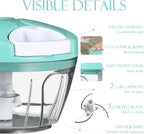 Ourokhome Manual Food Processor Vegetable Chopper, Portable Hand Pull String Garlic Mincer Onion Cutter for Veggies, Ginger, Fruits, Nuts, Herbs, etc., 500ml, Teal