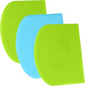 SURDOCA Dough Scraper Bench Scraper - 3P 8.3x5.5" Plastic Flexible Bowl Scraper, Sharp Edge & Angles Cake Scraper. Non-Slip Bakeware Decorating Tools Sculpting & Modeling Tools - Green+Blue+Green