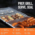 Yukon Glory™ BBQ 'N SERVE Premium Set, Includes 3 Grill Baskets, Serving Tray, Bamboo Cutting Board, Plastic Lid and Clip-on Handle