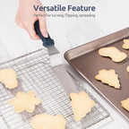 U-Taste Offset Spatula for Cake: Angled Icing Spatula Set with Wide 6", 8", 10" Blade, Flexible Stainless Steel Pastry Decorating Frosting Metal Baking Spreader for Cupcake (Set of 3, Midnight Blue)