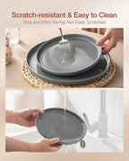 Famiware Milkyway Plates and Bowls Set, 12 Pieces Dinnerware Sets, Dishes Set for 4, Dark Gray