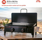 Megamaster 2-Burner Portable Gas Griddle with Built-In Lid, 18,000 BTUs, 282 SQ In Cooking Space, Small Tabletop Propane Griddle for Outdoor Cooking, Camping, BBQs, and Parties - 820-0054D