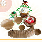 qiqee 600pcs Natural Cupcake Liners Muffin Linner No Smell, Food Grade Brown Baking Cups（Standard Size）
