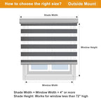 Persilux Window Zebra Blinds, Roller Blinds Cordless (52" W x 72" H, Grey) Light Filtering Sheer Window Treatments, Light Control for Day and Night, Easy to Install…
