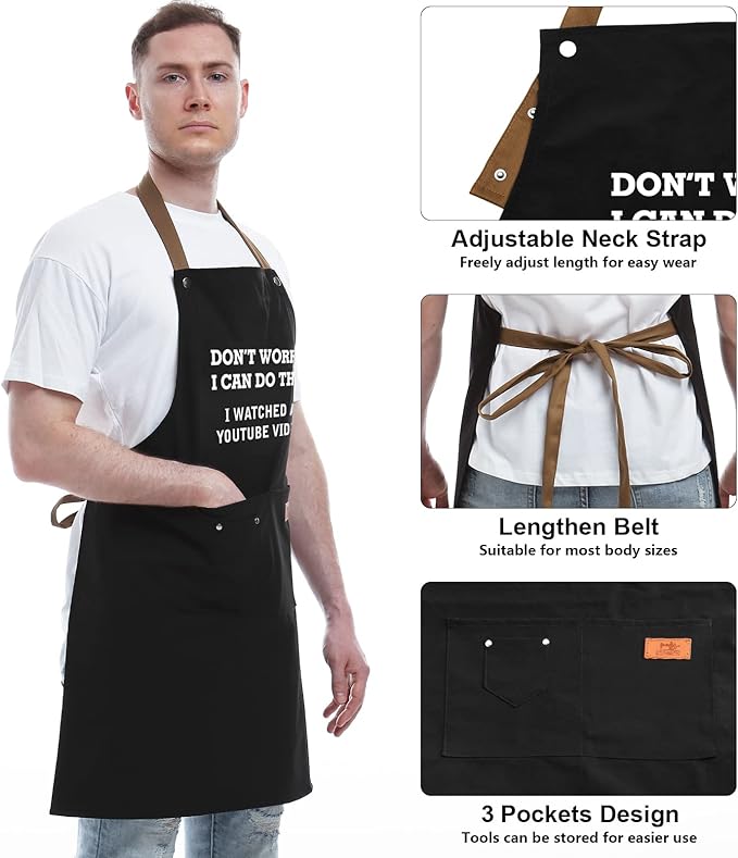 REHAVE Funny Gift for Men, Women, Dad, Anniversary, Christmas Gifts for Husband, Boyfriend, Brother, Uncle, Unique Birthday Grilling Gift, Father's Day Gifts from Daughter Son – BBQ Cooking Chef Apron