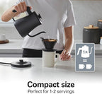 Hamilton Beach Compact 20 oz. / 0.6 Liter Gooseneck Electric Kettle for Boiling Water, Pour Over Coffee, Tea, Ultra Fast Heating With 1200 Watts, Stainless Steel BPA-Free Interior, Black (41045)