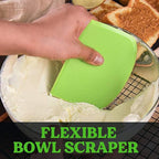 SURDOCA Dough Scraper Bench Scraper - 3P 7.1x4.9" Plastic Flexible Bowl Scraper, Sharp Edge & Angles Cake Scraper. Non-Slip Bakeware Decorating Tools Sculpting & Modeling Tools - Green+Blue+White