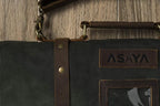Asaya Waxed Canvas Knife Roll - 15 Knife Slots, Card Holder and Large Zippered Pocket - Genuine Leather, Cloth and Brass Buckles - for Chefs and Culinary Students - Knives Not Included