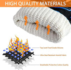 1472°F Extreme BBQ Gloves Grill Oven Safety Gloves, Cut Resistant with Non-Slip Silicone for Grilling, Frying, Baking, Fireplace, Cooking (2 Pieces Set) (Orange Strips Long)