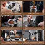 58mm Espresso Accessories Kit, Coffee Distributor and Tamper Leveler, WDT Tool and Dosing Funnel Set Fits 58 mm Espresso Machines and Portafilters