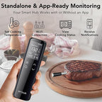 BFOUR WiFi Wireless Meat Thermometer with Standalone Base, 6 Precision Sensor, Waterproof and Heat Resistant, Intuitive Smart App, Bluetooth Meat Thermometer for Cooking, BBQ, Oven, Grill, Smoker