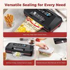 95kPa Vacuum Sealer Machine,Commercial Fully Automatic Food Sealer,10-in-1 Functions & Powerful Sealing System with Double Heat Seal,Easy-Lock Handle,Built-in cutter,1 Bag Rolls,10 Pre-cut Bags