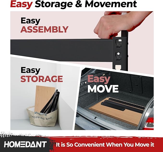 HOMEDANT 5-Tier Laminated Boltless Heavy Duty Metal Shelving Unit Adjustable Garage Storage Utility Rack Shelves Organization Multipurpose Shelf Warehouse Industrial 39.8" W x 18.2" D x 71.3" H 1Pack