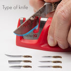 KitchenIQ 51421 | Edge Grip 2-Stage Knife Sharpener | Red – 3 Pack | Coarse & Fine Sharpener | Compact for Easy Storage | Stable Non-Slip Base | Soft Grip Rubber Handle | Straight & Serrated Knives