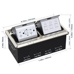 KYHSHJ Dual Pop-Up Floor Electrical Outlet Box Kit，20 Amp Stainless Steel GFCI TR Receptacle Outlet，3-Port RJ45 Datacom Receptacle，Waterproof Gasket with IP44 Waterproof Rating, Stainless Steel Color