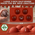 HKNMTT Hemisphere Silicone Molds 3 Inch for Hot Cocoa Chocolate Bombs Valentines Semi Ball Making Kit Cake Decor Mould, Food Grade Non-stick Kitchen Baking Supplies Oven Safe