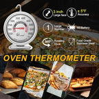 KT THERMO 2PCS Oven Thermometer150-600°F, Oven Grill Smoker Analog Thermometer Instant Read Stainless Steel Kitchen Cooking Thermometer