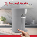 Holstein Housewares Personal Coffee Maker with 14oz Travel Mug – Compact One-Touch Brew Machine with Reusable Filter, Auto Shut-Off, Non-Stick Plate, Ideal for Home, Office, or Dorm. Grey