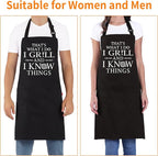 Funny Grilling Aprons for Men - BBQ Cooking Apron with 2 Pockets, Adjustable Neck Strap and 40" Long Ties - That's What I Do I Grill and I Know Things