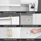 71" Tall Metal Storage Cabinet, Kitchen Pantry Storage Cabinets with Doors and 4 Shelves, White Pantry Cabinet, Utility Kitchen Cupboard, Large Steel Cabinets for Dining, Office, Living Room
