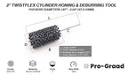 TwistFlex Cylinder Hone | 2" 240SC Flexible Cylinder Honing & Deburring Tool | 2" Bore Brush for Hole Diameters 1.87"- 2.02" | Silicon Carbide 240 Grit | 1/4" Shank | 8.66" Length