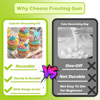 Suuker Dessert Decorating Syringe Set, Frosting Piping Kit Stainless Steels Cake Decorating Tools with 54 Piping Tips, 9 Silicone Baking Cups, Cupcake Decorating Kit