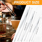 Yaomiao 4 Packs 12 Inch Bar Tweezers Silver Cocktail Tongs Long Garnish Tweezers Stainless Steel Bartender Kitchen Cooking Tongs for Cocktail Food Fruit Korean BBQ Bartender Chef, Multi-use