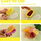 Sakolla 4 Pcs Silicone Popsicle Molds with Lid & 50 Pcs Wooden Popsicle Sticks, Stackable Classic Oval Ice Cream Molds for Homemade Ice Pop, Cakesicles, Freezer Yogurt and Fruit Juice (Multicolor)