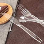 500 Count Clear Plastic Spoons, Heavy Weight Disposable Spoons Cutlery Plastic Utensils, Clear PlasticSilverware Bulk