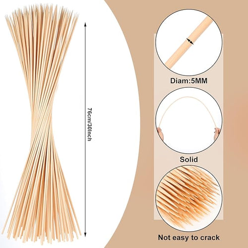 150PCS Marshmallow Roasting Sticks,30 Inch Marshmallow Sticks for Fire Pit 5mm Thick Bamboo Skewers for Smores Roaster Barbecue Grilling Campfire Kebab