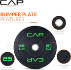 CAP Barbell 2-Inch Olympic Bumper Plate Weight Set with 6 Post Rack | 100-370 lbs | Multiple Options