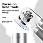 Beneno Heavy Duty Hand Can Opener Manual with Magnet, Durable Sharp Carbon Steel Blade Smooth Cutting, Big Effort-Saving Knob & Soft Grip Handle, Multifunctional Kitchen Tool with Bottle Opener, Gray
