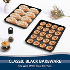 P&P CHEF 16 Inch Baking Cookie Sheet Pan, Carbon Steel Oven Tray, Non Stick Bakeware for Cooking Baking Bread Meat Vegetables, Sturdy & Healthy, Easy Clean, 2Pcs