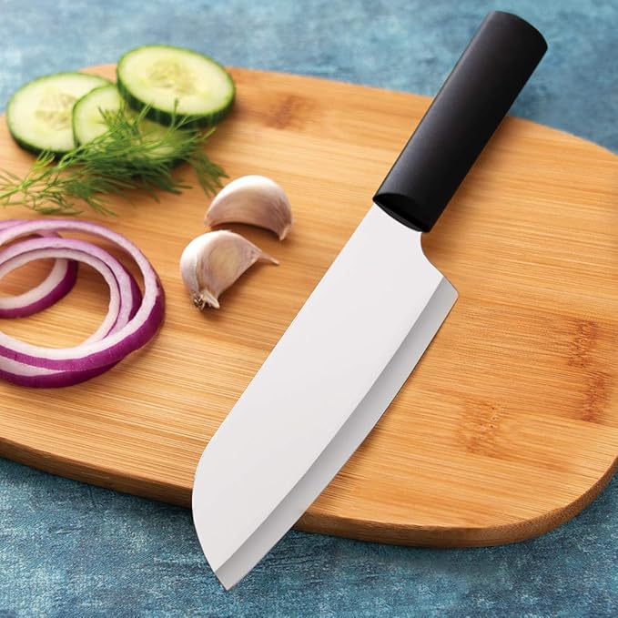 Rada Cutlery 7-Piece Starter Knife Gift Set (G257), Stainless Steel Hollow Ground Blades, Made in USA, Black Handles