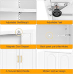 Metal Storage Cabinet with 4 Adjustable Shelves, 71" Tall Kitchen Pantry Cabinet with Doors, White Pantry Cabinets, Utility Large Cupboard, Storage Cabinets for Kitchen, Living Room, Dining