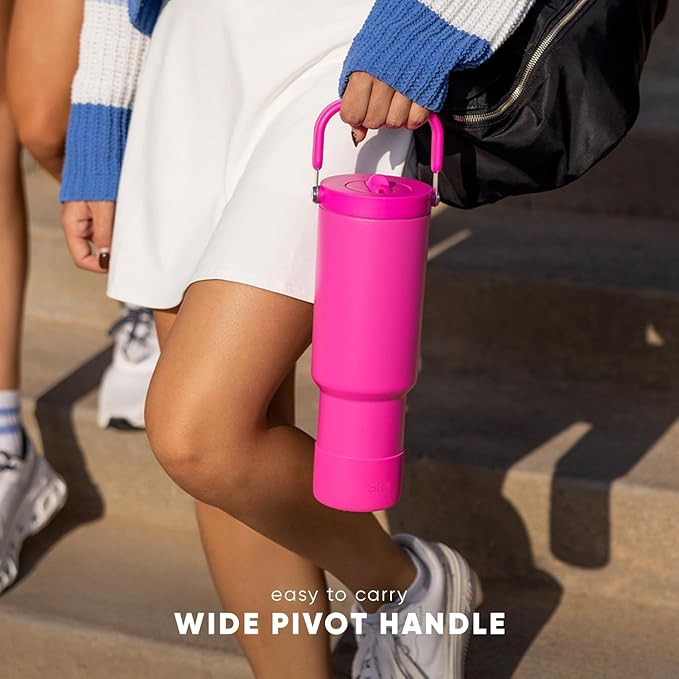 Simple Modern Trek Pivot | 40oz Flip Straw Tumbler with Handle | Water Bottle & Boot | Interchangeable Straw & Chug Lids | Insulated Stainless Steel Jug | Gym Sports Outdoors | Berry Twist