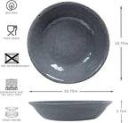Farmhouse Large Melamine Serving Bowls,Set of 2, 130 OZ BPA Free 100% Melamine 13.75"x2.75" Salad and Pasta Serving Bowls, Bowls for Serving Food, Fruits And Pasta. Lightweight, Grey